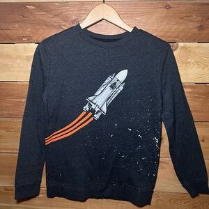 Space Shuttle Graphic Boys Sweater - Charcoal
